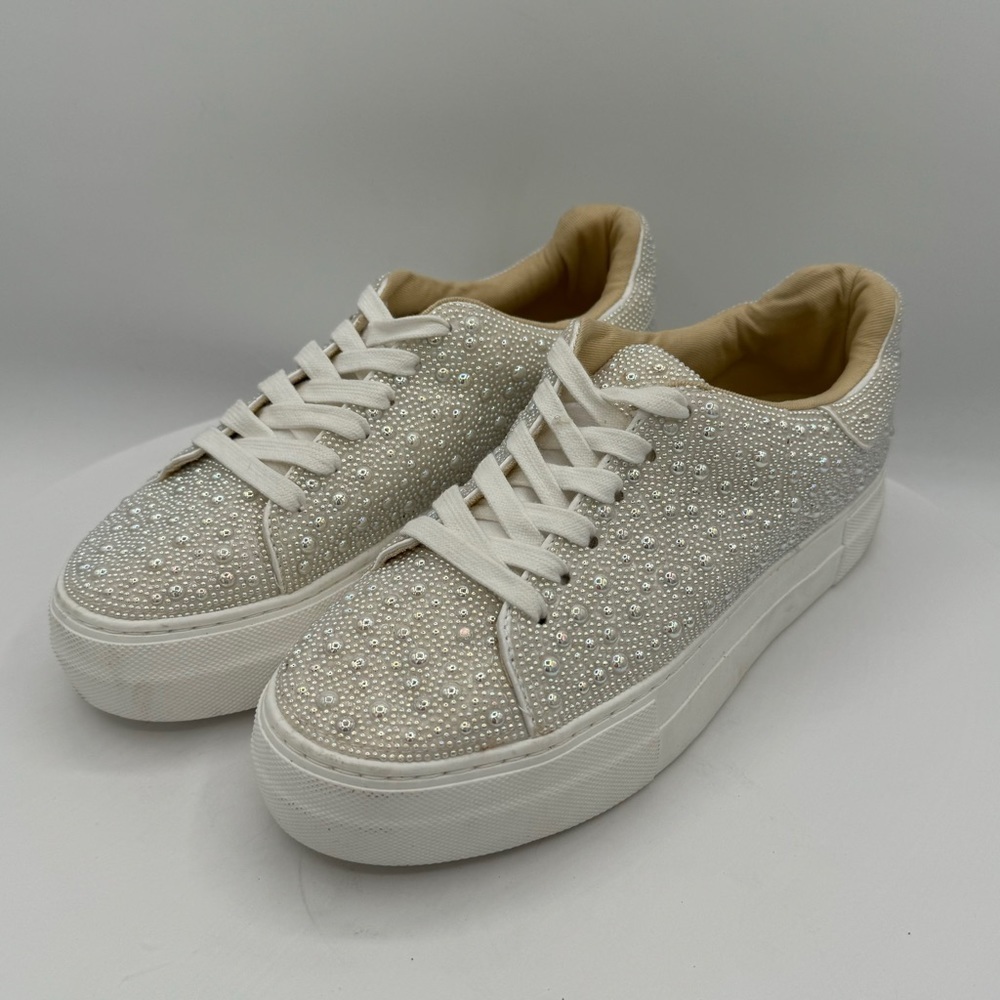 Betsey Johnson White Rhinestone Sneakers